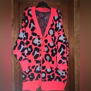 Torrid Leopard Print Sweater - Pink and Black Plus Size 4
